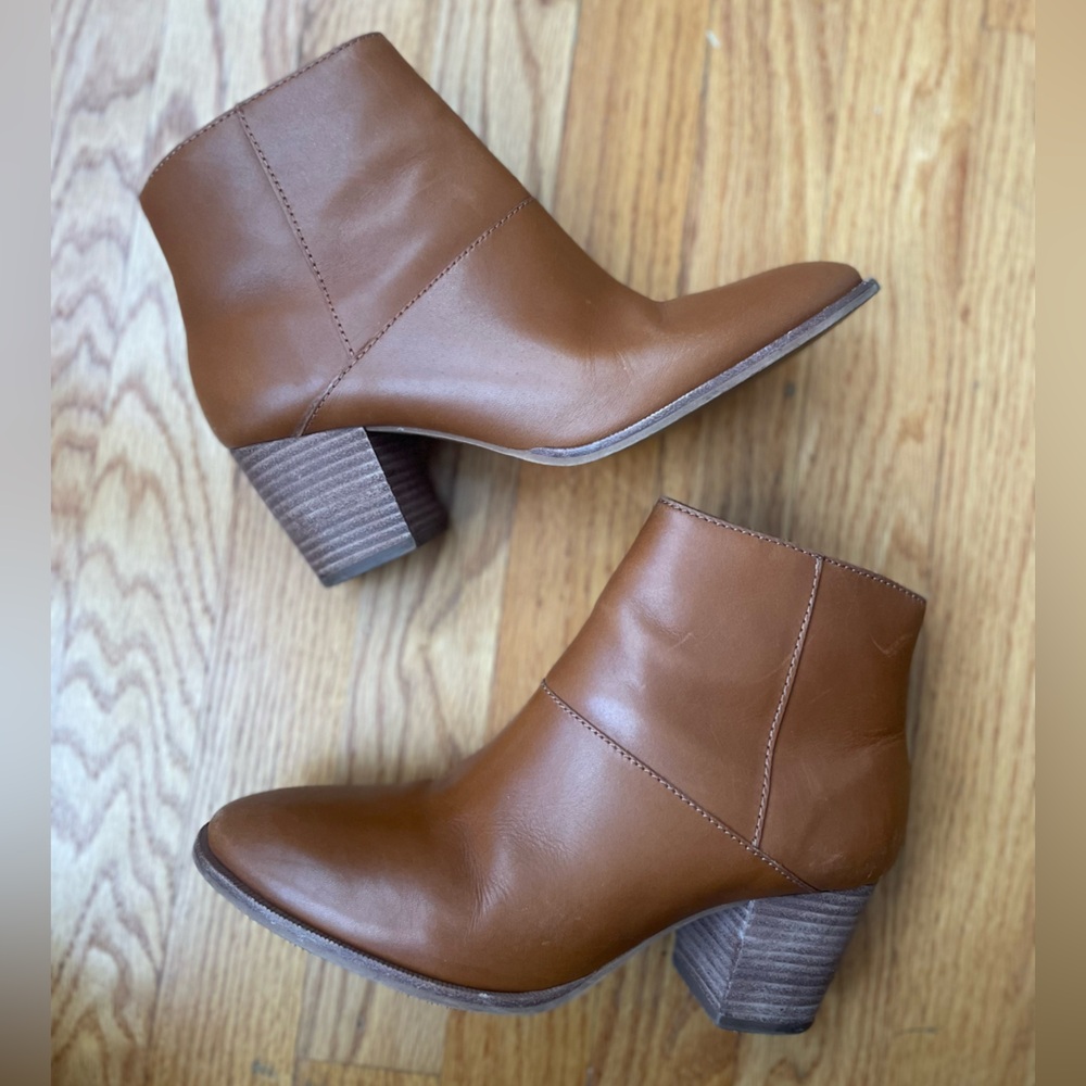 Madewell Brown Leather Ankle Boot with Block Heel